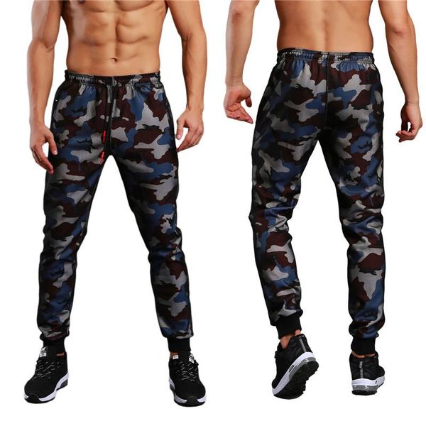 

men's pants casual camouflage print long autumn clothes high waist sportswear sweatpants slim fit zipper pockets trousers, Black