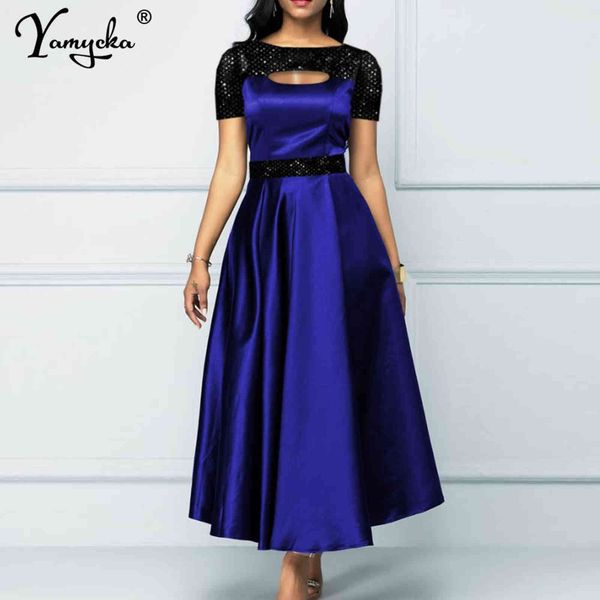 

satin sequin long prom evening dresses for women party elegant vintage summer maxi bodycon woman vestidos 211115, Black;gray