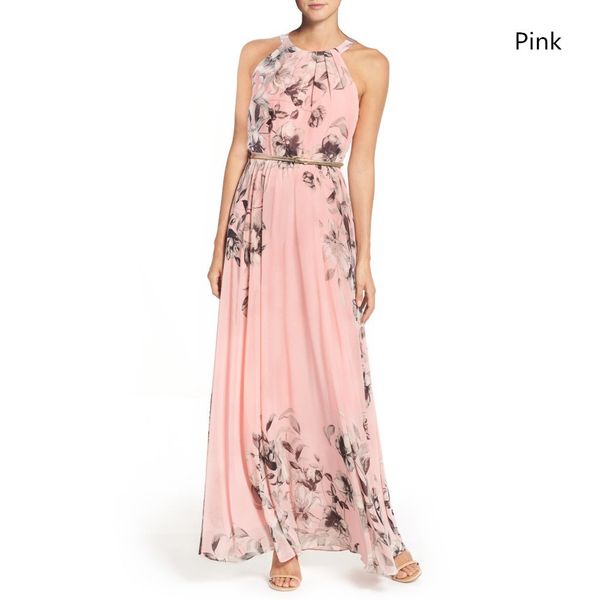 

spring summer chiffon sleeveless dress belt women clothes, Black;gray