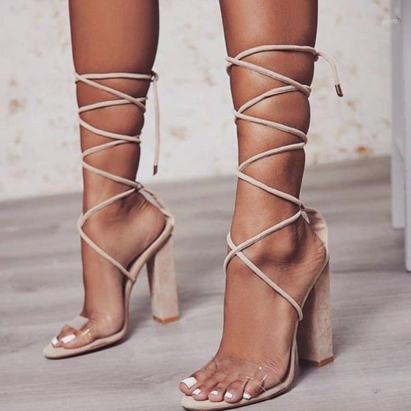 

doratasia 2021 dropship ins big size 43 block high heels party shoelaces ankle-wrap summer sandals woman shoes women1, Black