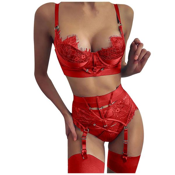

bras sets ladies lingerie eyelashes lace stitching temptation pajamas exotic apparel underwear clothes babydoll, Red;black