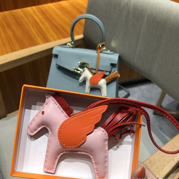 

swift sheepskin bag charm luxury paddock keyring real leather nano pegasus pendant wing flying horse ornament, Silver