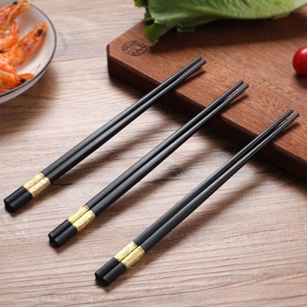 

10pair fashion alloy chopsticks chinese eating dtick reusable tableware dining eating chopstick for gift sushi sticks