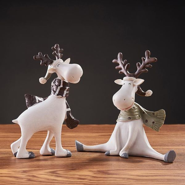 

decorative objects & figurines resin deer figurine statue home living room decor crafts sculpture creative gifts modern deskornament eas