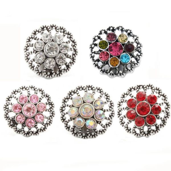 

charm bracelets 10pcs/lot snap jewelry 18mm flower buttons metal charms colorful button for bracelet diy, Golden;silver