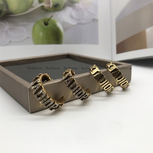 

75% off outlet online letter brass old ring with earrings earrings girl, Golden