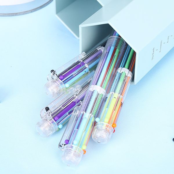 

painting pens creative transparent 6- lovely student stationery multi medium oil color ball point pen, Black;red