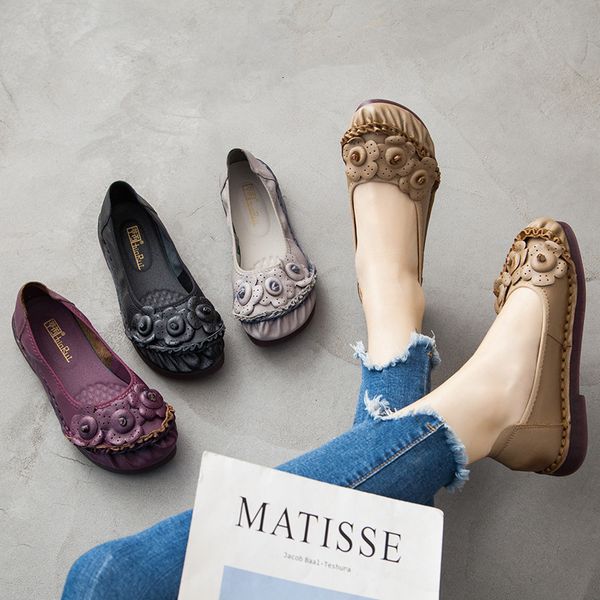 

genuine slip moccasins flower women spring women's see shoes q4zg, Black