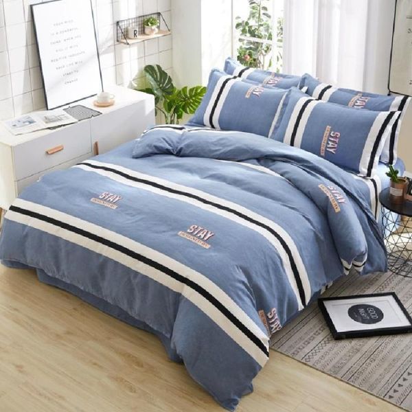 

bedding sets home textile double-sided thicken simple blue bed sheet pillow case black and white stripe set quilt cover duvet oceania