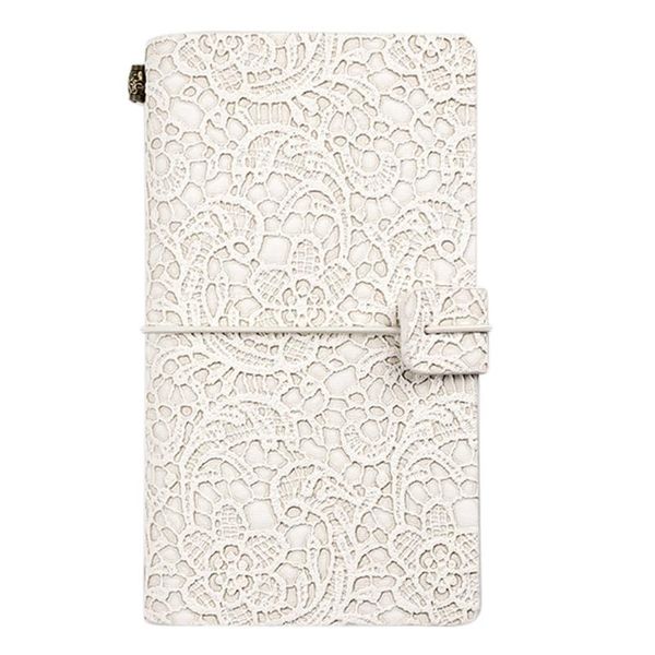 

notepads vintage a6 pu leather writing notebook embossed craft handbook with rubber band blank pages for women diary journal, Purple;pink