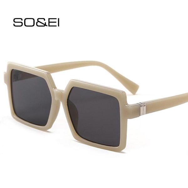 

sunglasses so&ei retro oversized square women fashion jelly color eyewear shades uv400 trending men sun glasses, White;black