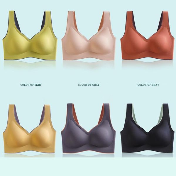 

bras 1pc plus size sport bra latex push up seamless for women bralette women's comfortable, Red;black