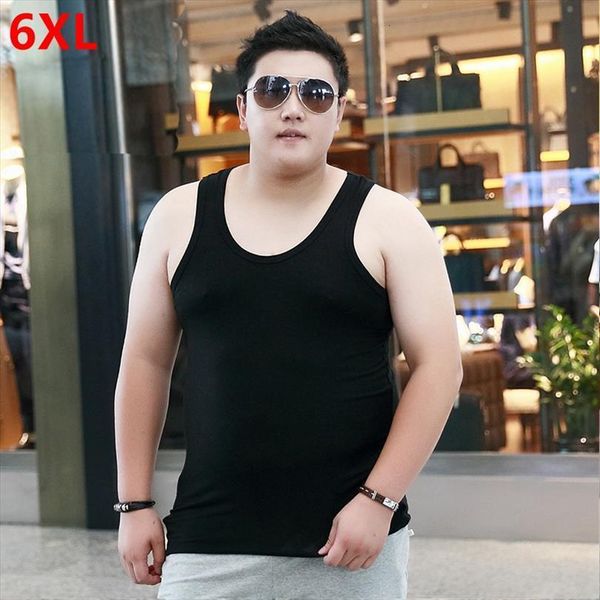 

richkeda store mens large size high stretch sleeveless plus fertilizer oversized tank vest, White;black