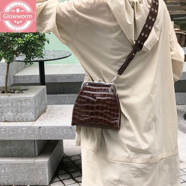 

cross body vintage crocodile clip women crossbody bags luxury alligator wide strap shell shoulder bag designer pu female small stone purses