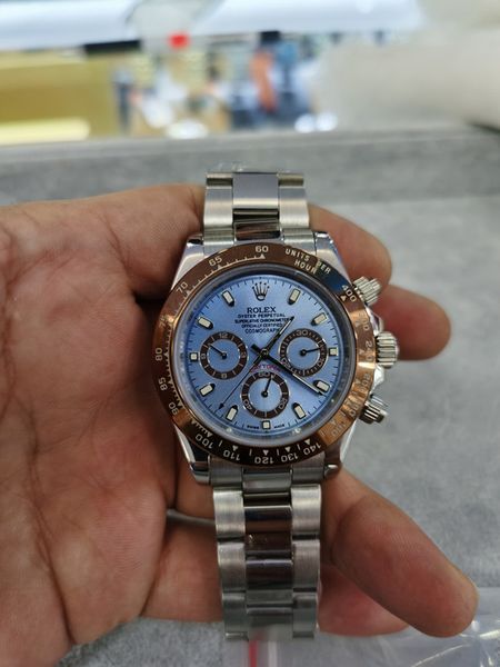 

with original box factory supplier luxury men's watch sapphire 40mm 18k blue 116506 automatic mens watches no chronograph diamond dial, Slivery;brown