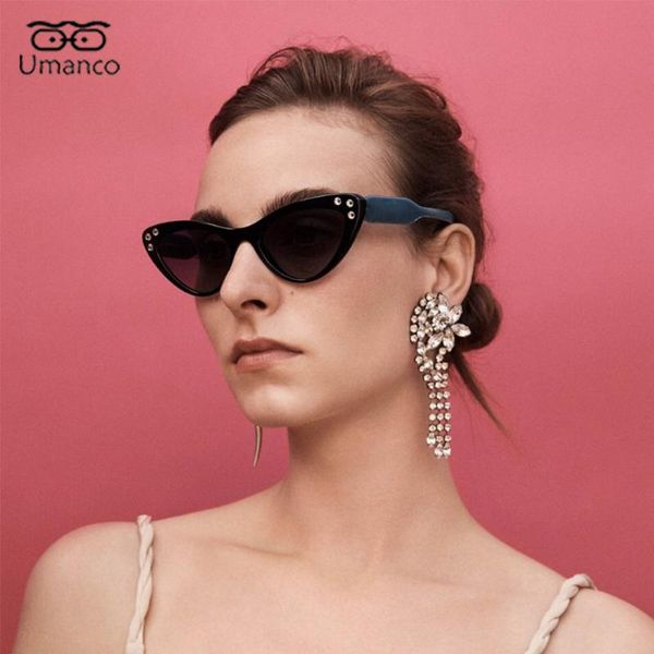

sunglasses umanco 2021 cat eye for women rhinstone colorful eyeglasses anti uv400 glasses sun shades beach outdoor gift, White;black