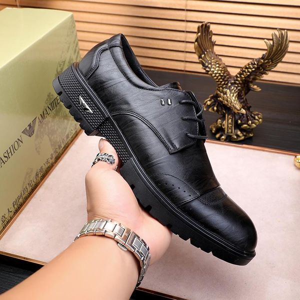 

dress shoes men oxfords lace up wedding party brogue genuine leather formal business, Black