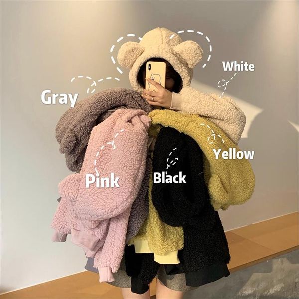 

women's hoodies & sweatshirts 2021 women hoodie korean style winter casual cute kawaii warm sweatshirt loose female pocket pullover for, Black