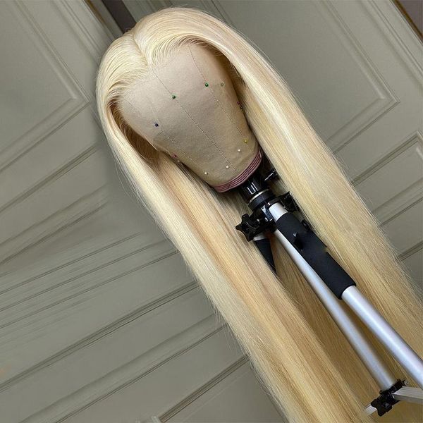 

lace wigs 180 density long blonde silky straight13x6 front wig with baby hair 26 inchmiddle part brazilian human remy for black women, Black;brown