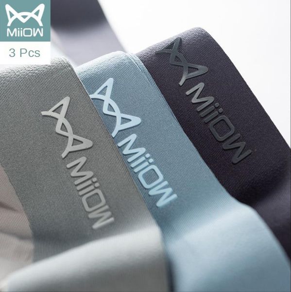 

underpants miiow traceless ice silk underwear men's boxer graphene antibacterial shorts thin pants printed youth, Black;white