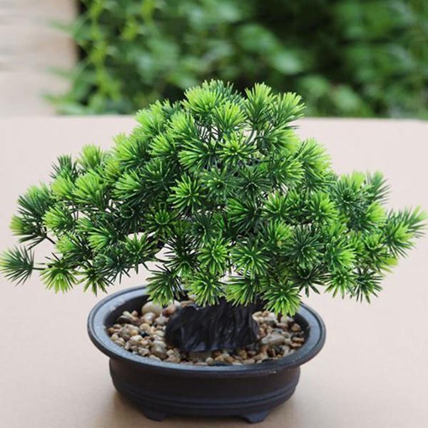 

artificial pine bonsai simulation green fake plants home office desks decoration