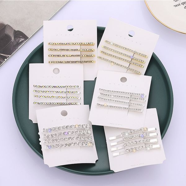 

jennie hairpin clip edge clip diamond girl hairpin horizontal clip headdress, Golden;silver
