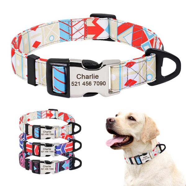 

dog collars & leashes custom nylon pet cat collar printed personalized engraved nameplate dogs for small medium large