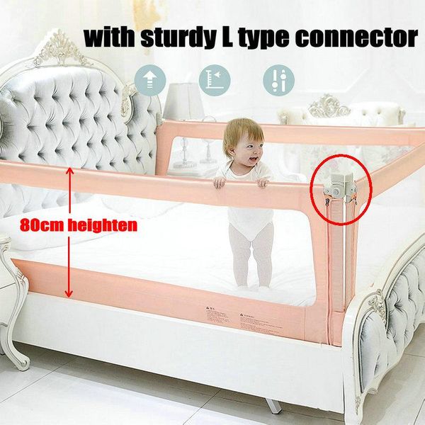 

mesh around toddlers bed safety barrier, new 80cm heighten crib guard for kids, fence can fall down vertically