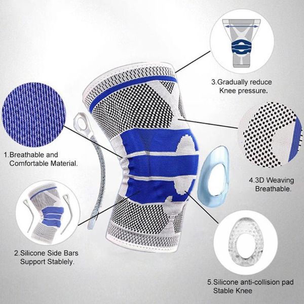 

1pcs compression knee support sports silicone knee pads support pads anti-collision riding mountain basketball running m2l8, Black;gray