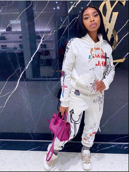 

female autumn winter sweatshirt sets sportswear suits for woman womens tracksuit 2 piece set pullover hoodie pants sports suit, Gray