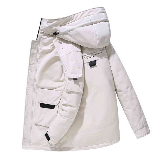 

parkas degree winter jacket -20 men coat white duck down parka fashion hooded collar thick warm outerwear chaqueta hombre, Black