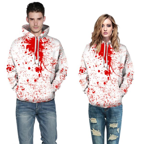 

halloween blood drop pattern hooded long-sleeved women's long sweater loose, comfortable and soft, Black