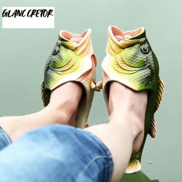 

slippers 2021 beach men large size 33-47 family funny fish boys summer shoes runway man's slides, Black