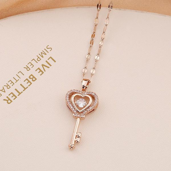 

chains key necklace titanium steel fashion pendant, Silver