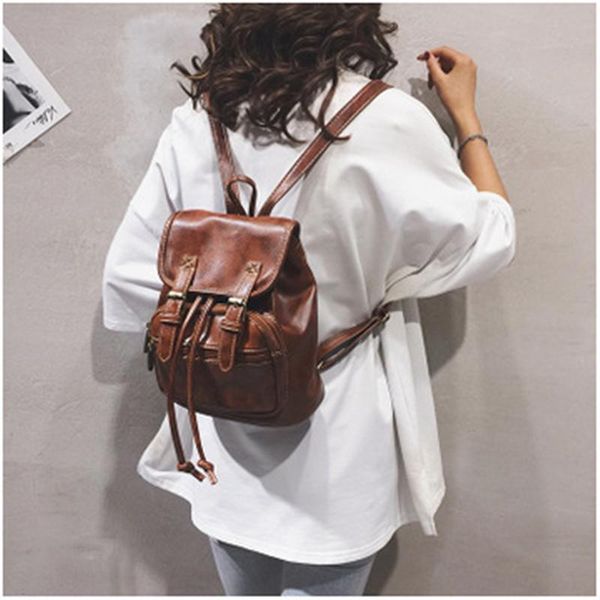 

outdoor bags women backpack fashion waterproof pu leather small rucksack anti-theft school casual travel daypacks for ladies girls