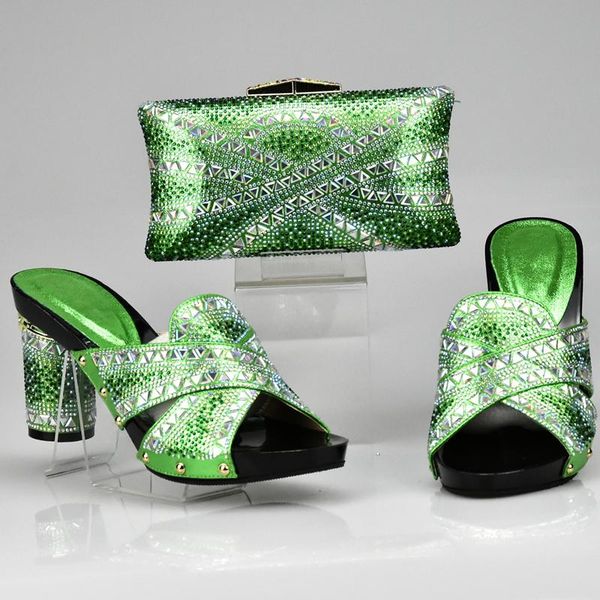 

new arrival african wedding shoe and bag sets fashion green color high heels women pumps shoes italian matching shoe and bag set, Black