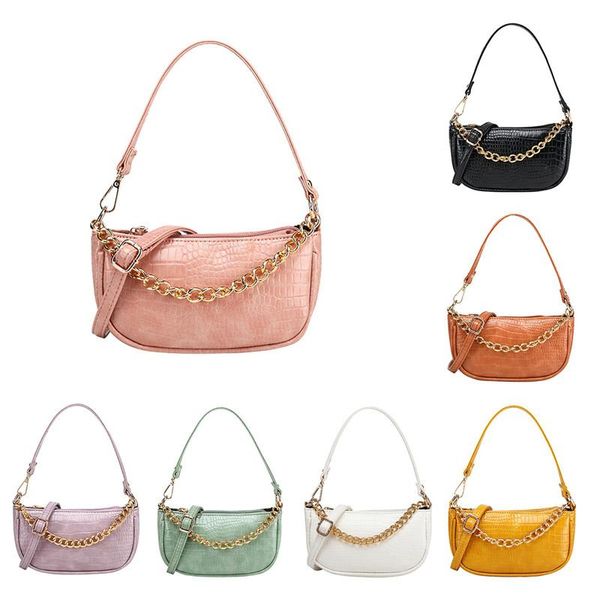 

shoulder bags mini totes for women 2021 fashion handbag soft leather female small subaxillary bag crocodile pattern chain