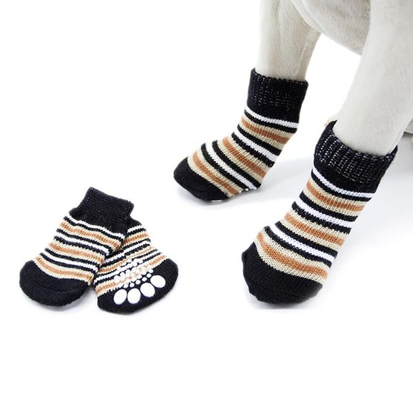 

dog apparel non-slip knit pet puppy socks cotton easy washing product 4pcs sock for