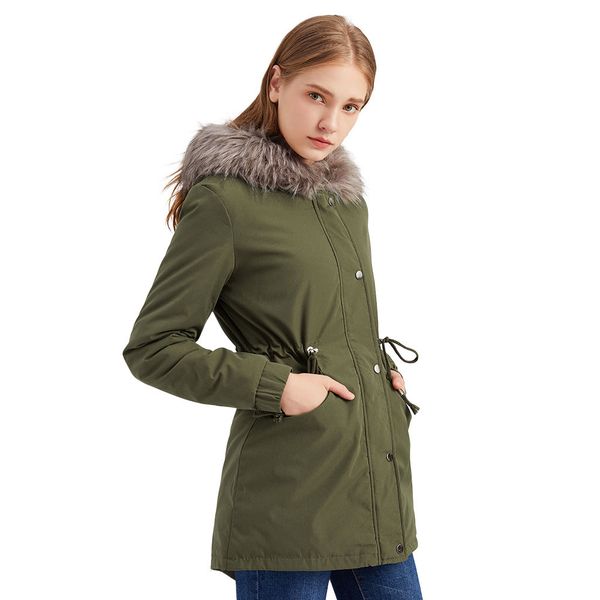 

women's down jackets, daily work clothes, outdoor autumn and winter, long slim, elegant, luxurious, long-sleeved solid color fur with p, Black