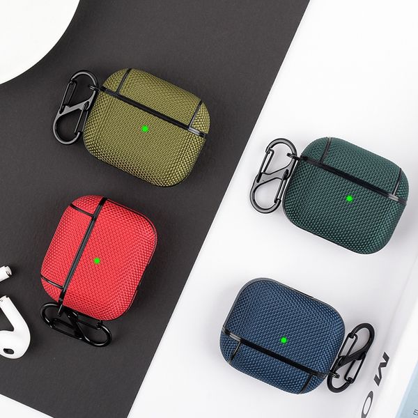 Accessori per cuffie in nylon impermeabile per Airpods 3 Apple Air Pods 1 2 Custodia per auricolari Pro Custodia protettiva per uomo d'affari anti-caduta con gancio anti-smarrimento