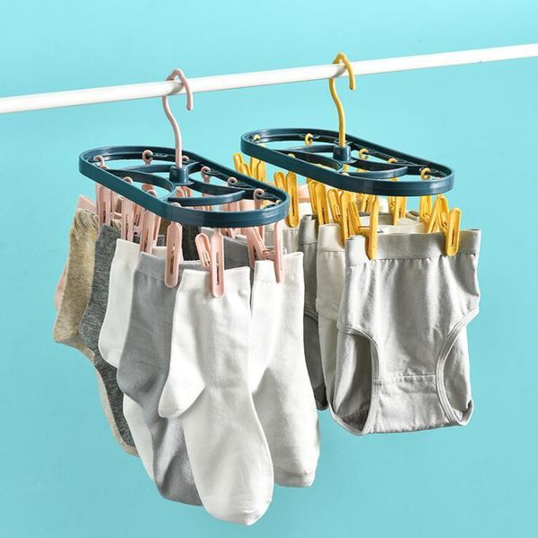

hangers & racks multifunctional windproof folding drying rack, 12 clip socks color wardrobe storage rack
