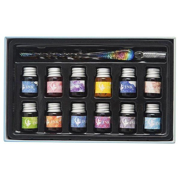 

fountain pens crystal starry sky glass ink pen dip for writing set gift drop