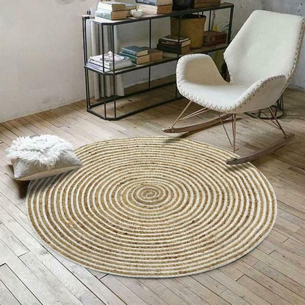 

carpets area rug large for living room 100%natural jute braided style modern boho carpet rustic look decor
