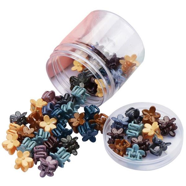 

40pcs mini hair plastic non-slip flower claw clips tiny hair clips for kid multicolor accessories headwear, Slivery;white