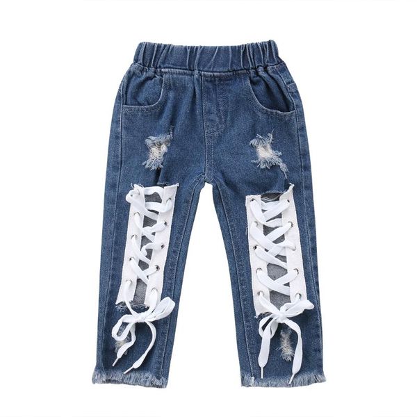 

jeans toddler kids baby boys girls bandage denim rock blue hole pants bottoms