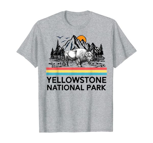 

vintage yellowstone national park retro mountains t-shirt, White;black