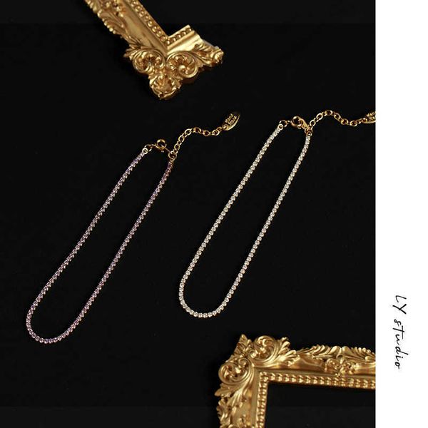 

purple transparent zircon thin chain anklet for women in summer, Red;blue