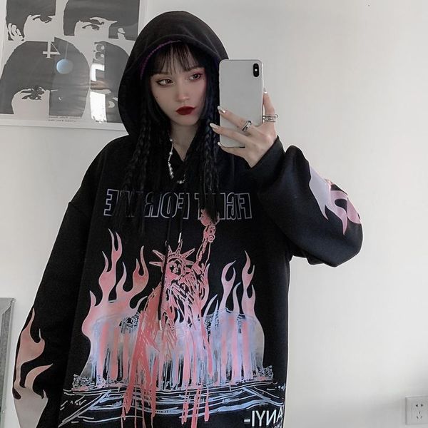 

2021 new preto hop hoodie streetwear coreano solto gtico moletom moda s casual engraado primavera outono harajuku hoodies masculino s2z0, Black