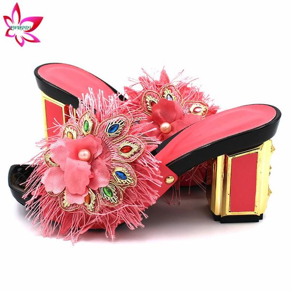 

dress shoes 2021 ins selling in coral color african ladies for wedding peep toe nigerian women slipper, Black