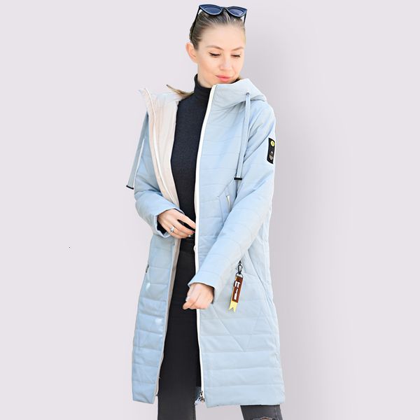 

new spring autumn women coat warm thin cotton jacket long plus size 6xl 58/60 fashion outwear hooded parka 201014, Black